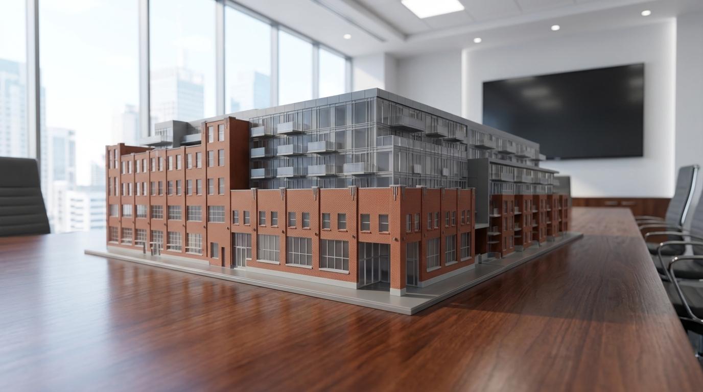 Physical 3D printed model of the same large brick project